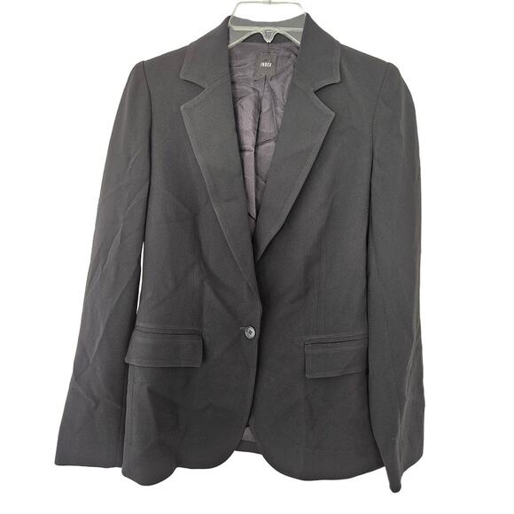 Index Black Button Front Blazer sz 2 Work Minimalist Business Special Occasion - Picture 1 of 8